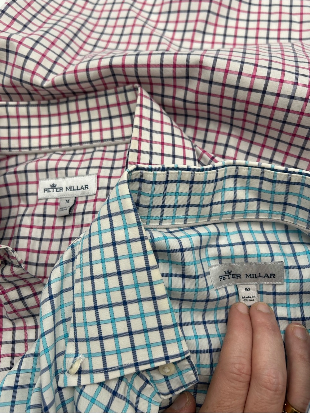 2 Peter Millar Men's Check Button-Down Shirt Duo in Blue & Pink